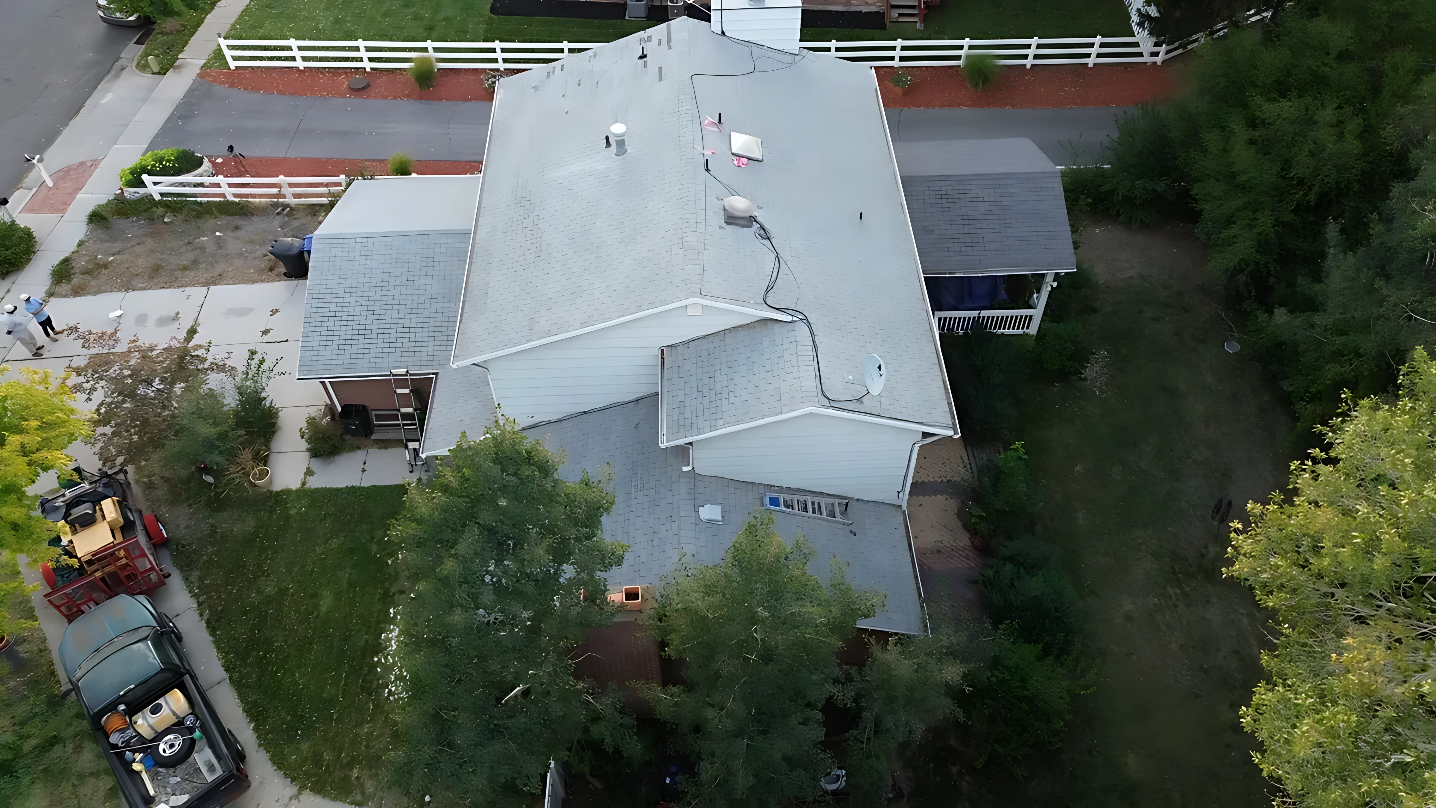 Roof deck being repaired and patched after swamp cooler curb removal