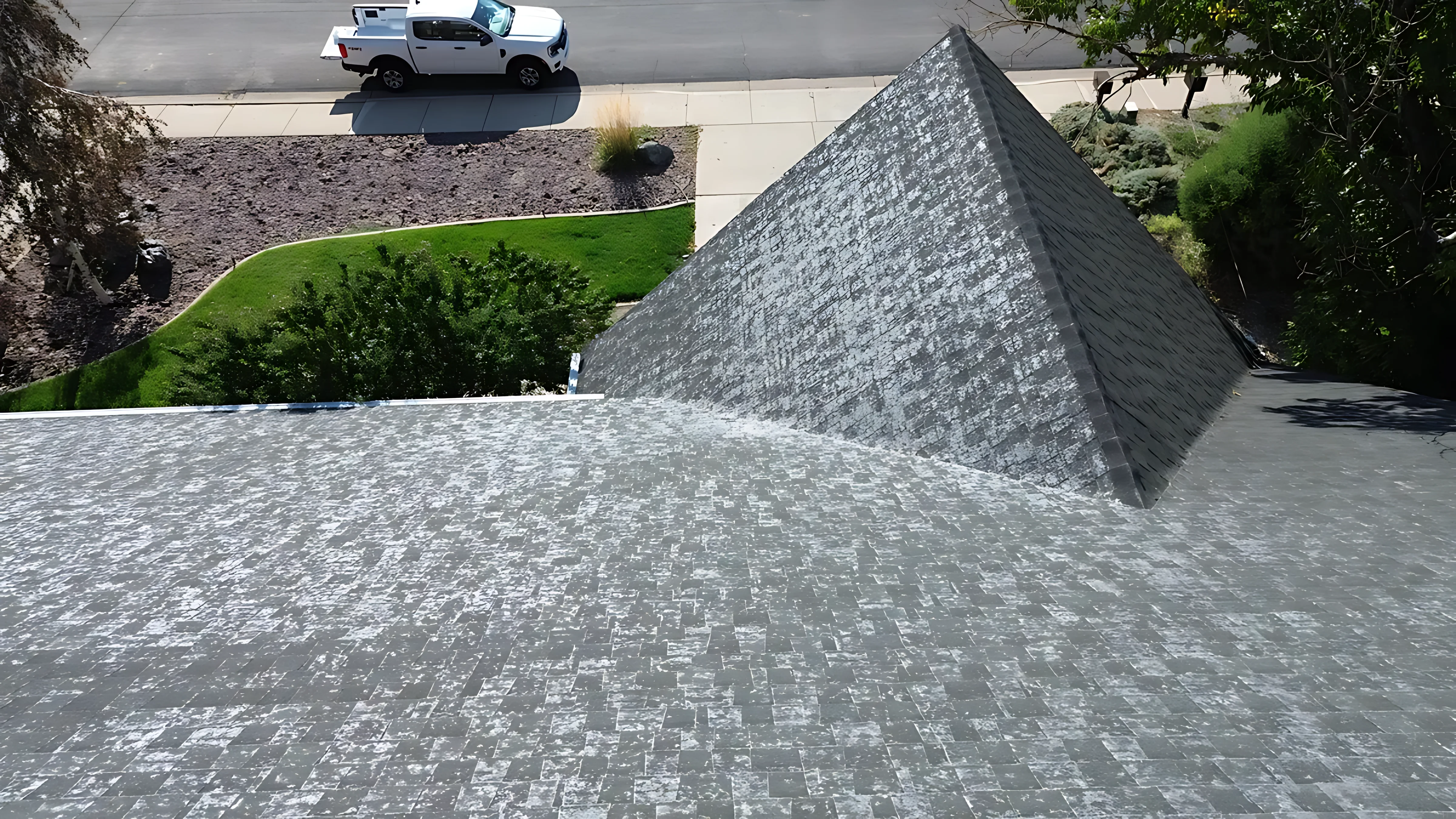 Aerial perspective of a completed Utah roofing project